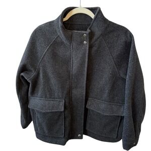 Banana‎ Republic women's Melton Pocket Short Jacket Dark Charcoal M Petite